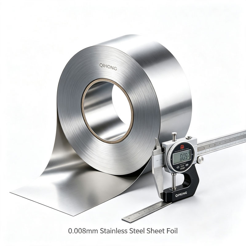 0,008 mm paslanmayan polad təbəqə folqa